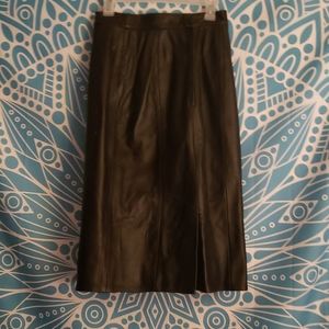 Black pleated leather skirt
